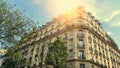 Facade of typical building with attic in Paris Royalty Free Stock Photo