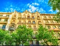 Facade of typical residential building in