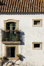 Facade. Typical whitewashed house. Obidos. Portugal Royalty Free Stock Photo