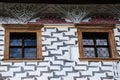 The facade of the Velke Losiny chateau has an interesting arrangement of windows Royalty Free Stock Photo