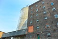 Facade view of brick wall and window of old sugar factory building Royalty Free Stock Photo