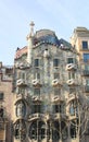 Facade view of the Casa BatllÃÂ³, a famous building designed by Gaudi in the center of Barcelona, Spain