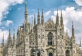 Facade view of Duomo di Milano Milan Cathedral, Italy Royalty Free Stock Photo