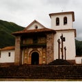 Facade view to St. Peter Church of Andahuaylillas, Cuzco, Peru