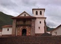 Facade view to St. Peter Church of Andahuaylillas, Cuzco, Peru