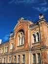 Facade of a vintage brown building, Yekaterinburg, Russia