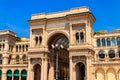 Facade of Vittorio Emanuele Gallery on Piazza del Duomo (Cathedral Square) in Milan, Lombardy, Italy Royalty Free Stock Photo