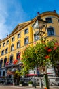 Facade of well-known Dutch Hotel Des Indes Royalty Free Stock Photo