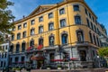 Facade of well-known Dutch Hotel Des Indes Royalty Free Stock Photo