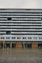 Facade of a white panel building in Dresden, Eastern Germany