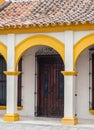 Facade of a white and yellow traditional house. Tlacotalpan, Veracruz, Mexico Royalty Free Stock Photo