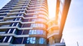 Facade, windows and balconies. Modern apartment building. Royalty Free Stock Photo