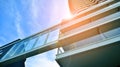 Facade, windows and balconies. Modern apartment building. Royalty Free Stock Photo