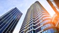 Facade, windows and balconies. Modern apartment building. Royalty Free Stock Photo