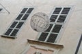 facade with windows and Christmas decorations