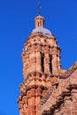 Baroque belfry of the Zacatecas cathedral, mexico XVI Royalty Free Stock Photo