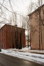 St. Petersburg, Russia, February 10, 2024. An ancient residential building on Vasilyevsky Island.