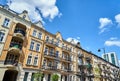 Facades with balconies of historic tenement houses Royalty Free Stock Photo