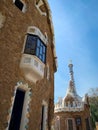 Buildings at the main entrance at Park Guell, Barcelona, Spain. Architect Antonio Gaudi. Royalty Free Stock Photo