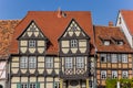 Facades of half timbered houses in historic Quedlinburg