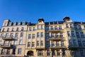 Facades of historic tenement houses with balconies in the city of Poznan Royalty Free Stock Photo