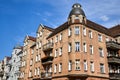 facades of historic tenement houses with balconies in the city of Poznan Royalty Free Stock Photo