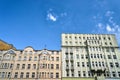 Facades of historic tenement houses on a sunny day Royalty Free Stock Photo