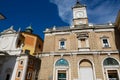 Facades of the historical buildings at Piazza del Popolo square in Ravenna, Italy. Royalty Free Stock Photo