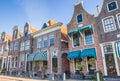 Facades of historical houses in the harbor of Blokzijl Royalty Free Stock Photo