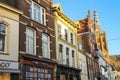 Facades of houses with shops in the Dutch city Den Bosch