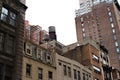 Facades of modern and classic high-rise buildings in the center of Manhattan. Royalty Free Stock Photo