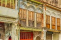 Facades of the old colonial houses in the town of Georgetown in Royalty Free Stock Photo