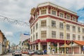 Facades of the old colonial houses in the town of Georgetown in Royalty Free Stock Photo