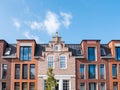 Facades of old and new houses in city centre of Workum, Friesland, Netherlands Royalty Free Stock Photo