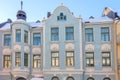 Facades and roofs of ancient buildings of the 19th century in the Ulyanin area, Helsinki, Finland Royalty Free Stock Photo