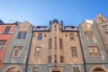 Facades and roofs of ancient buildings of the 19th century in the Ulyanin area, Helsinki, Finland Royalty Free Stock Photo