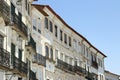 Facades of typical buildings at PraÃ§a do Giraldo, Ãvora, Alentejo, Portugal Royalty Free Stock Photo