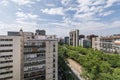 Facades of urban residential buildings around