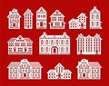 Set of silhouettes of flat houses.