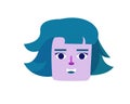 Flat illustration of a woman in a purple face