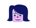 Purple woman face illustration in flat style