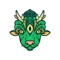 green three eye goat lamb monster mythology beast face design Royalty Free Stock Photo