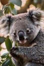 the face of an adult koala marsupial