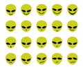 Alien, icon, different emotions, green, vector.