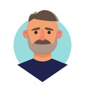 Cartoon avatar of a handsome man with mustache Royalty Free Stock Photo