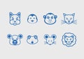 Face animals icon collection vector