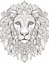 lion doodle animal wild face head art design ethnic abstract zentangle illustration Royalty Free Stock Photo