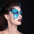 Face art portrait. Fashion Make up. Butterfly makeup on face Royalty Free Stock Photo