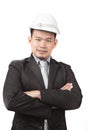 face of asian man civil engineer of construction industry business isolated white background Royalty Free Stock Photo