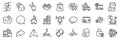 Face attention, Touchscreen gesture and Paint roller line icons pack. For web app. App line icons. Vector